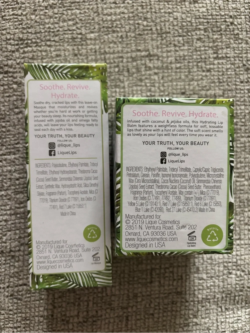 NIB Lique Pomegranate Lip Balm & Vanilla Lip Masque Set